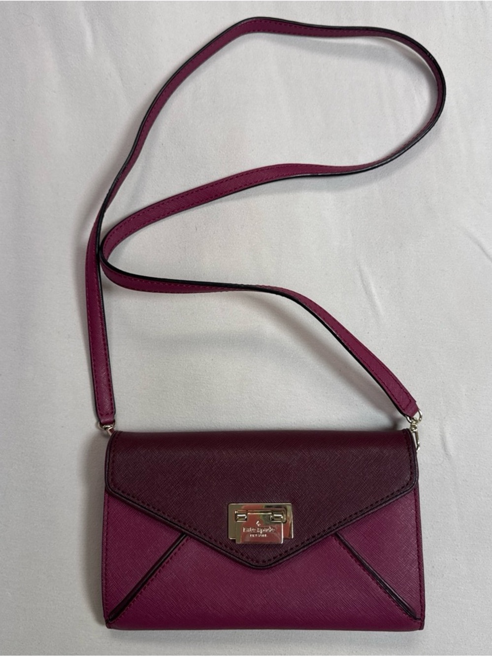 Kate Spade Wesley Place Natalie berry leather crossbody clutch